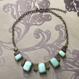 J. crew Art Deco jade and metal necklace